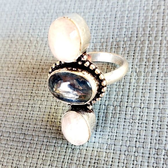 New Kyanite & Rainbow Moonstone 925 Silver Ring. - Picture 9 of 12